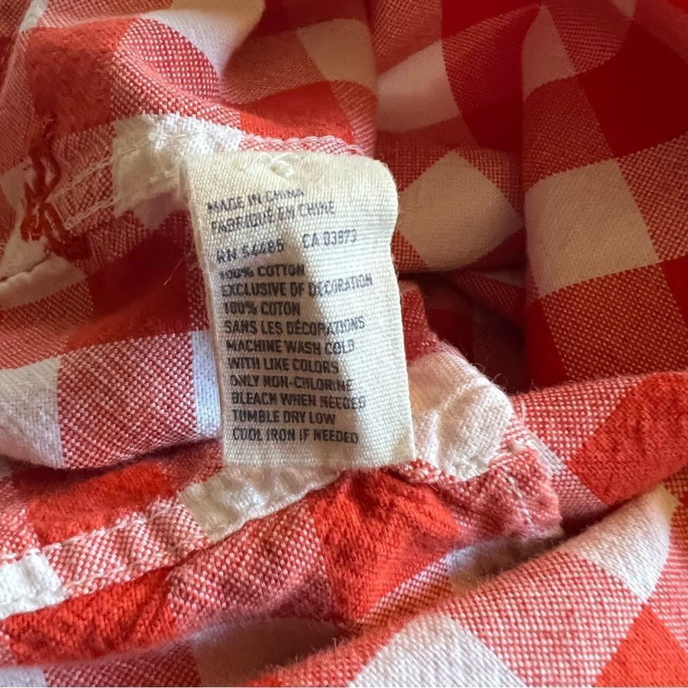 American Eagle Top Blouse Button Down Orange Red … - image 5